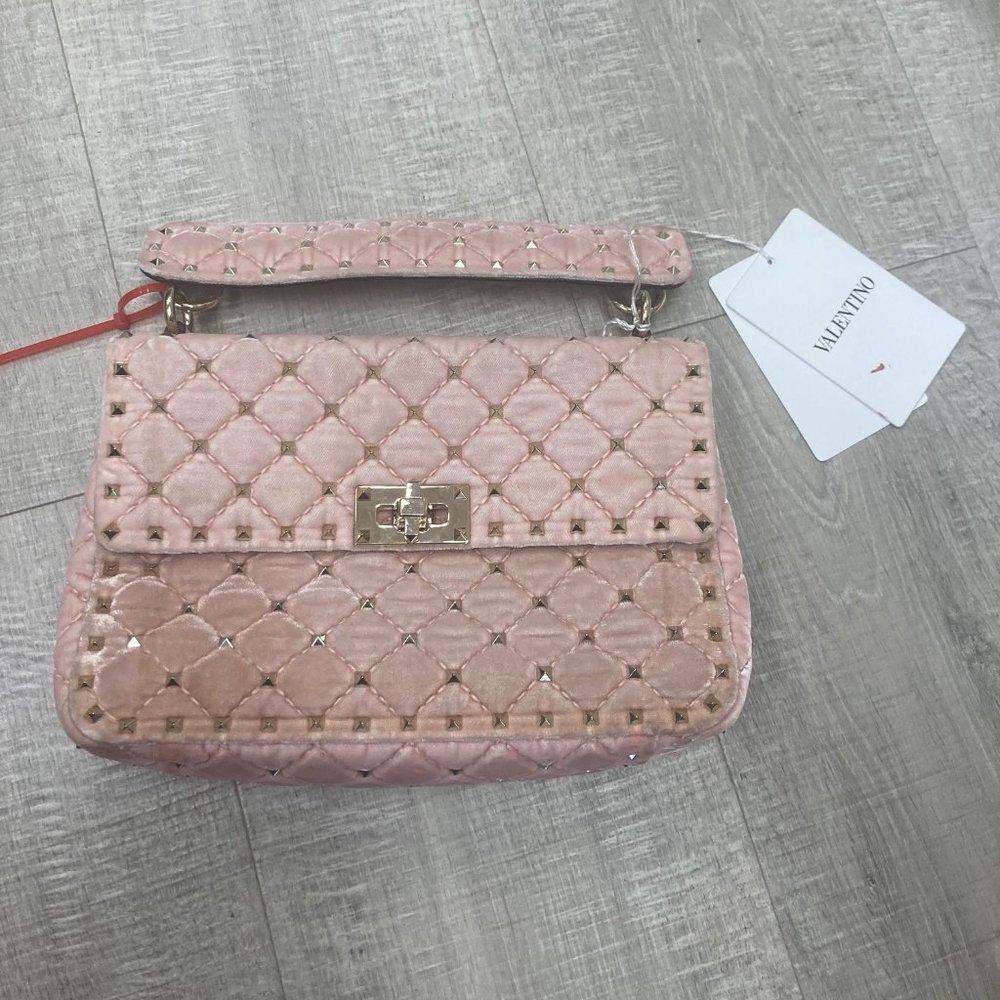 Valentino Pink Velvet Rockstud Bag